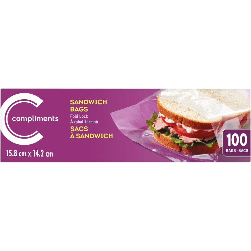 Compliments, Fold Lock Sandwich Bags / 100ct
