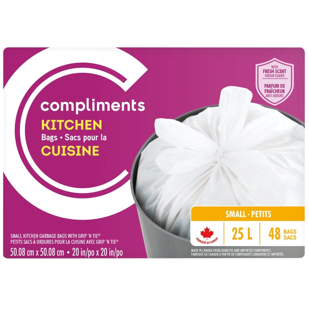 Compliments 25L Kitchen Trash Bags - Fresh Scent 48ct