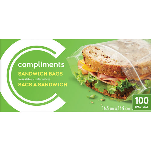 Compliments, Zipper Sandwich Bags / 100ct