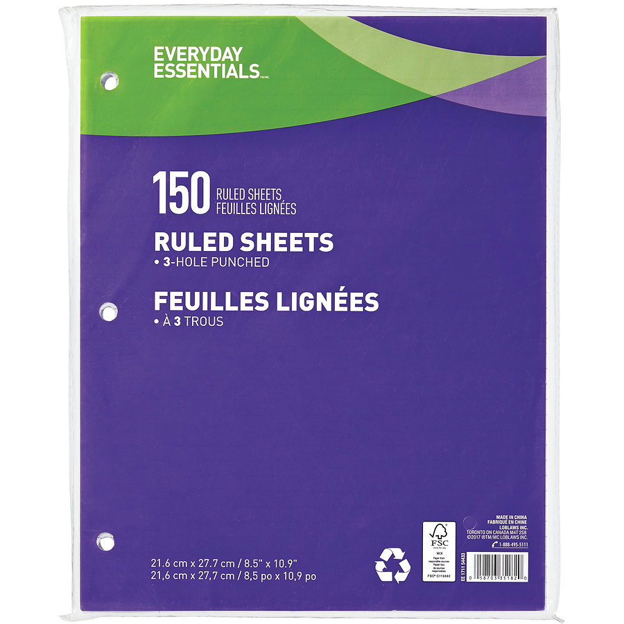 Everyday Essentials Ruled Sheets, 150ct