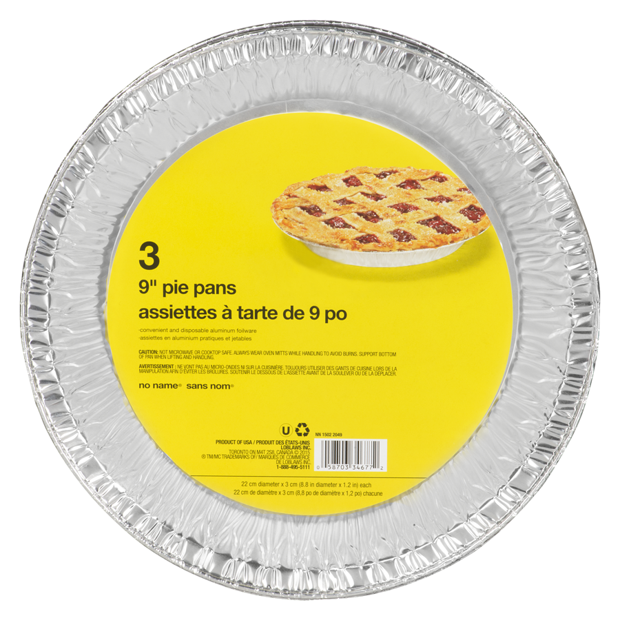 No Name Foil Pan 9" Pie Pan 3ct
