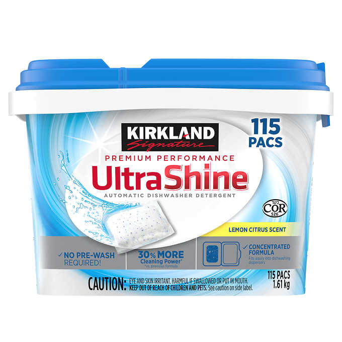 Kirkland Ultra Shine Lemon Dishwasher Pacs / 115ct