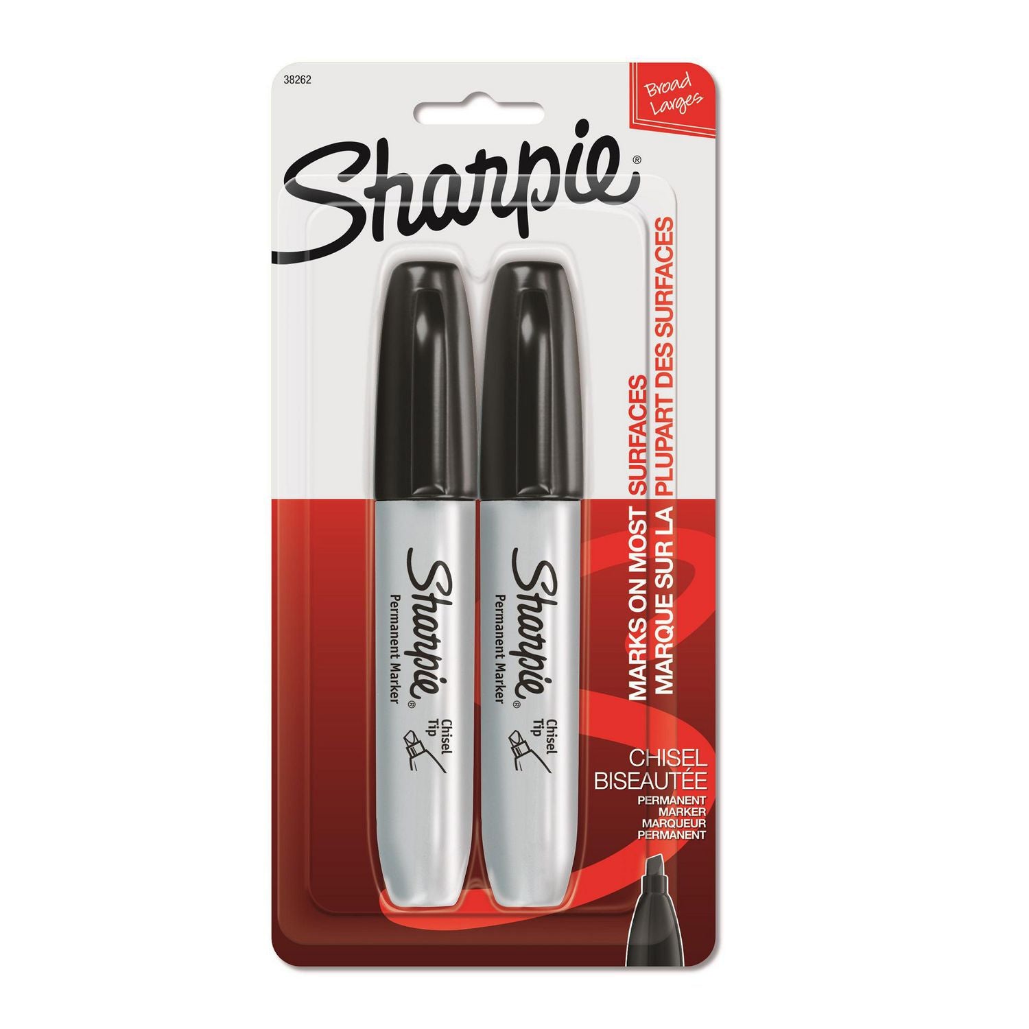 Sharpie Permanent Marker, Chisel Tip, 2pk