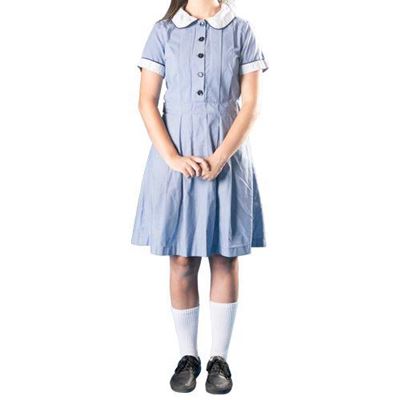 Girls Summer Tunic Blue Check Junior