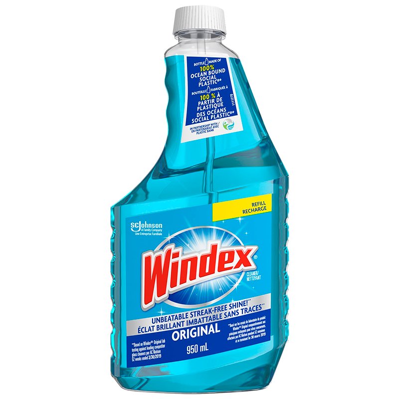 Windex Glass Cleaner With Ammonia Refill Bottle 950ml