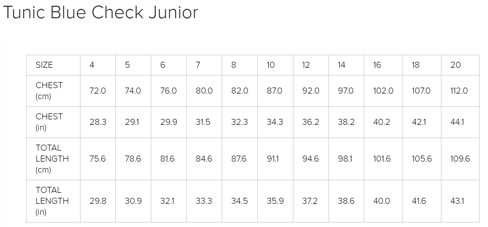 Girls Summer Tunic Blue Check Junior