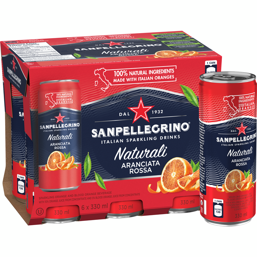 Sanpellegrino Aranciata Rossa Italian Sparkling Drink 330ml x 6ct
