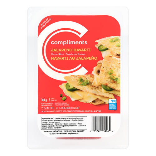 Compliments Jalapeno Havarti Cheese Slices 160g