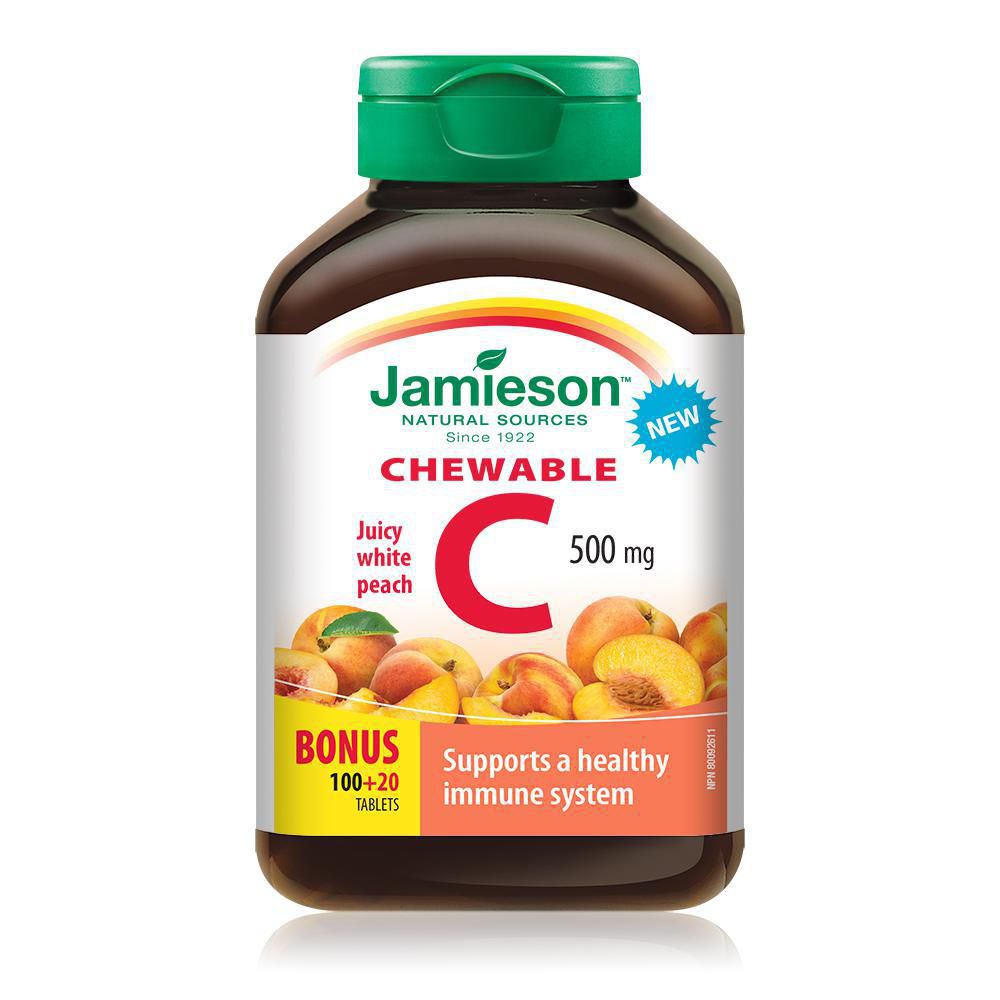 Jamieson Chewable Vitamin C, Juicy White Peach, 100ct